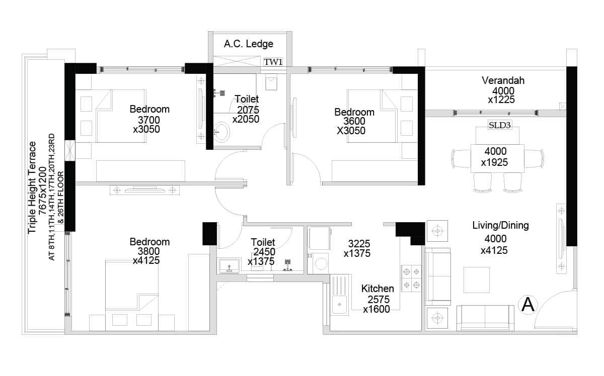Floor-Plan-19-Sugam-Crown-Kolkata-5431307_748_1200 Crown at Aquaview by Sugam Group, Diamond Group & Purti Realty — Mahisbathan, Sector V, Kolkata