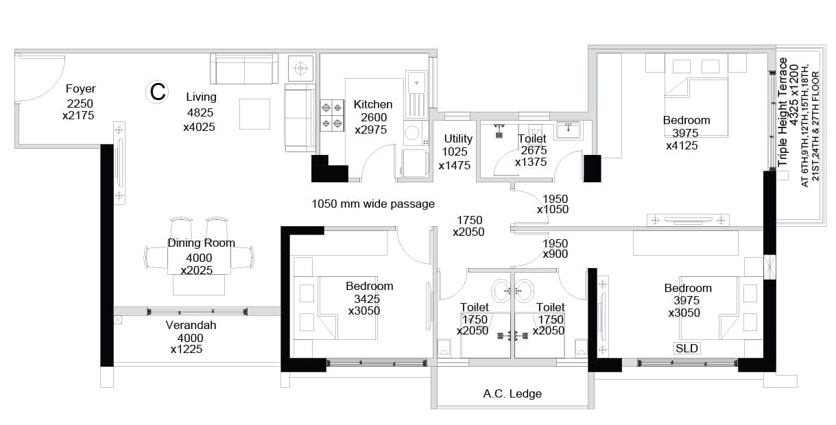 Floor-Plan-21-Sugam-Crown-Kolkata-5431307_620_1219 Crown at Aquaview by Sugam Group, Diamond Group & Purti Realty — Mahisbathan, Sector V, Kolkata