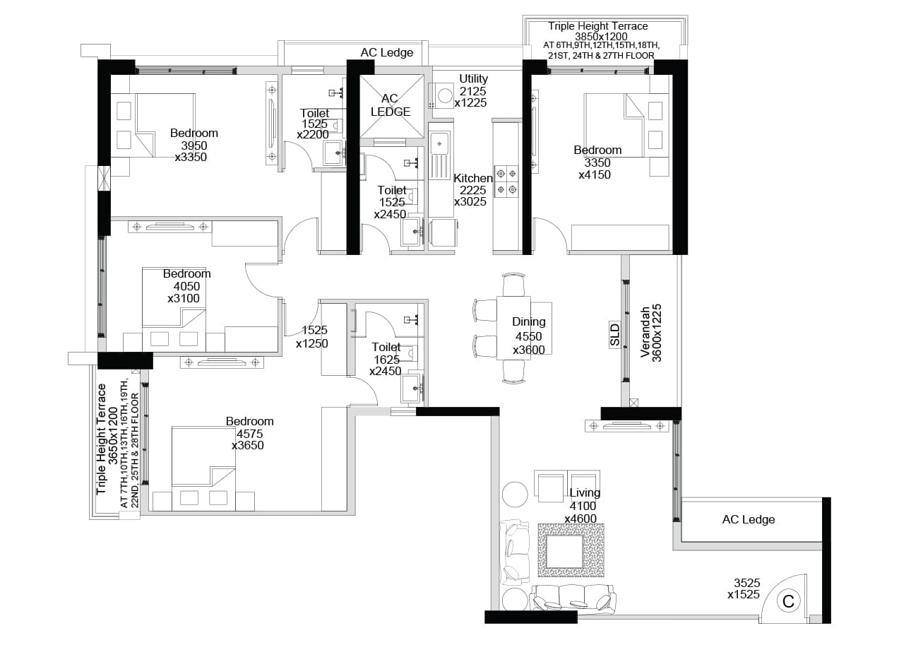 Floor-Plan-24-Sugam-Crown-Kolkata-5431307_913_1273 Crown at Aquaview by Sugam Group, Diamond Group & Purti Realty — Mahisbathan, Sector V, Kolkata