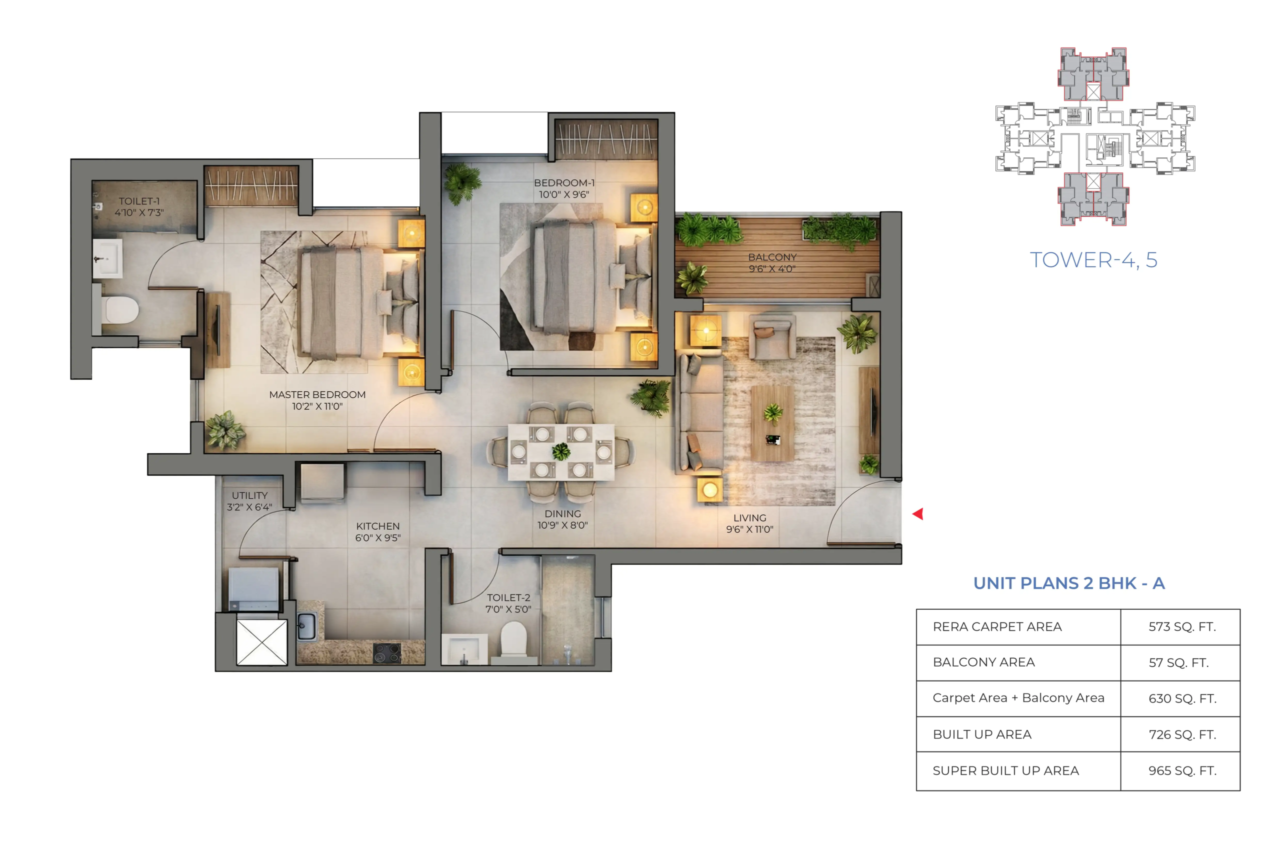 2_BHK_2 DTC Downtown Rajarhat — 2, 3 & 4 BHK Residences on Rajarhat Main Road, North 24 Parganas, Kolkata
