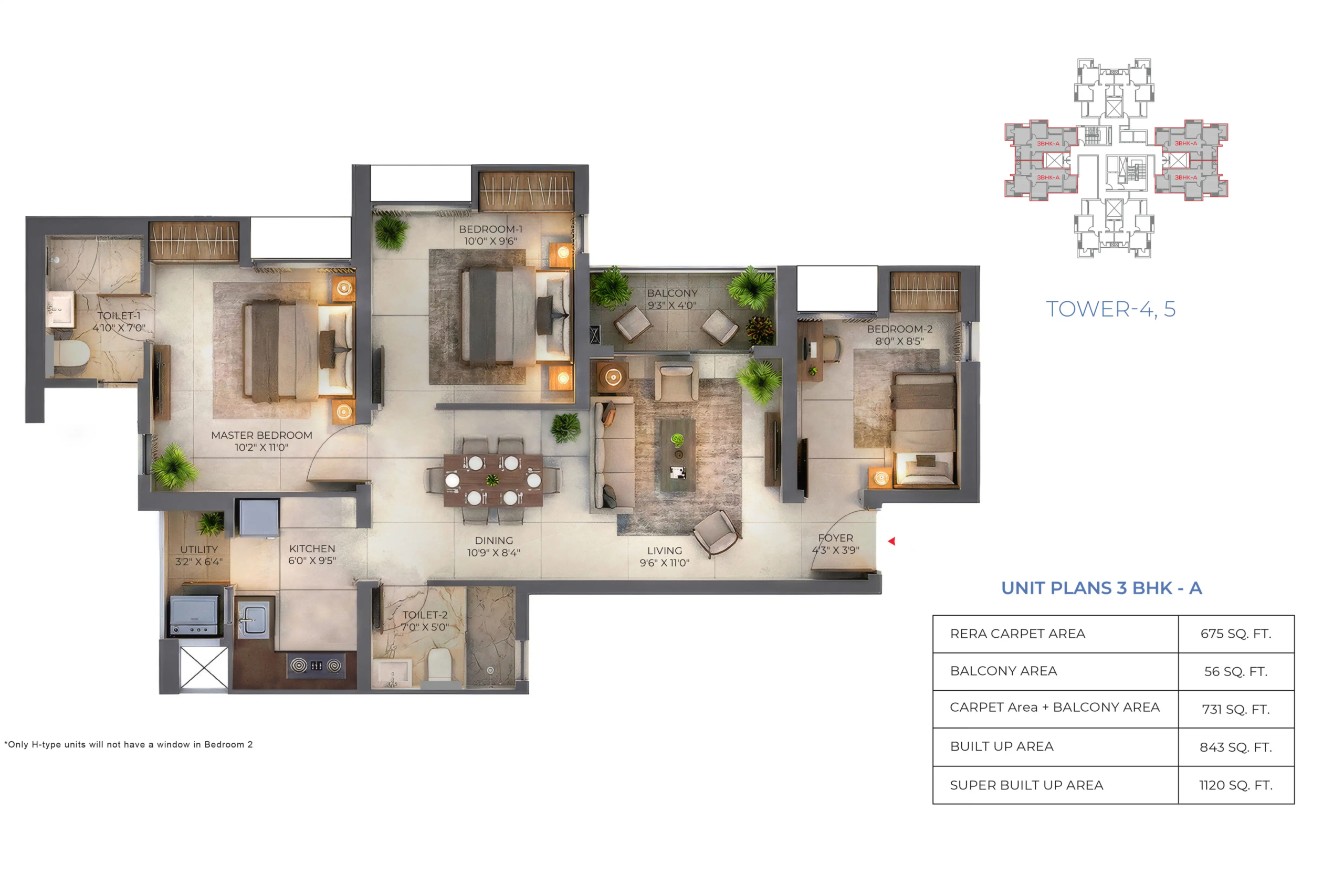 3_BHK_A_3 DTC Downtown Rajarhat — 2, 3 & 4 BHK Residences on Rajarhat Main Road, North 24 Parganas, Kolkata