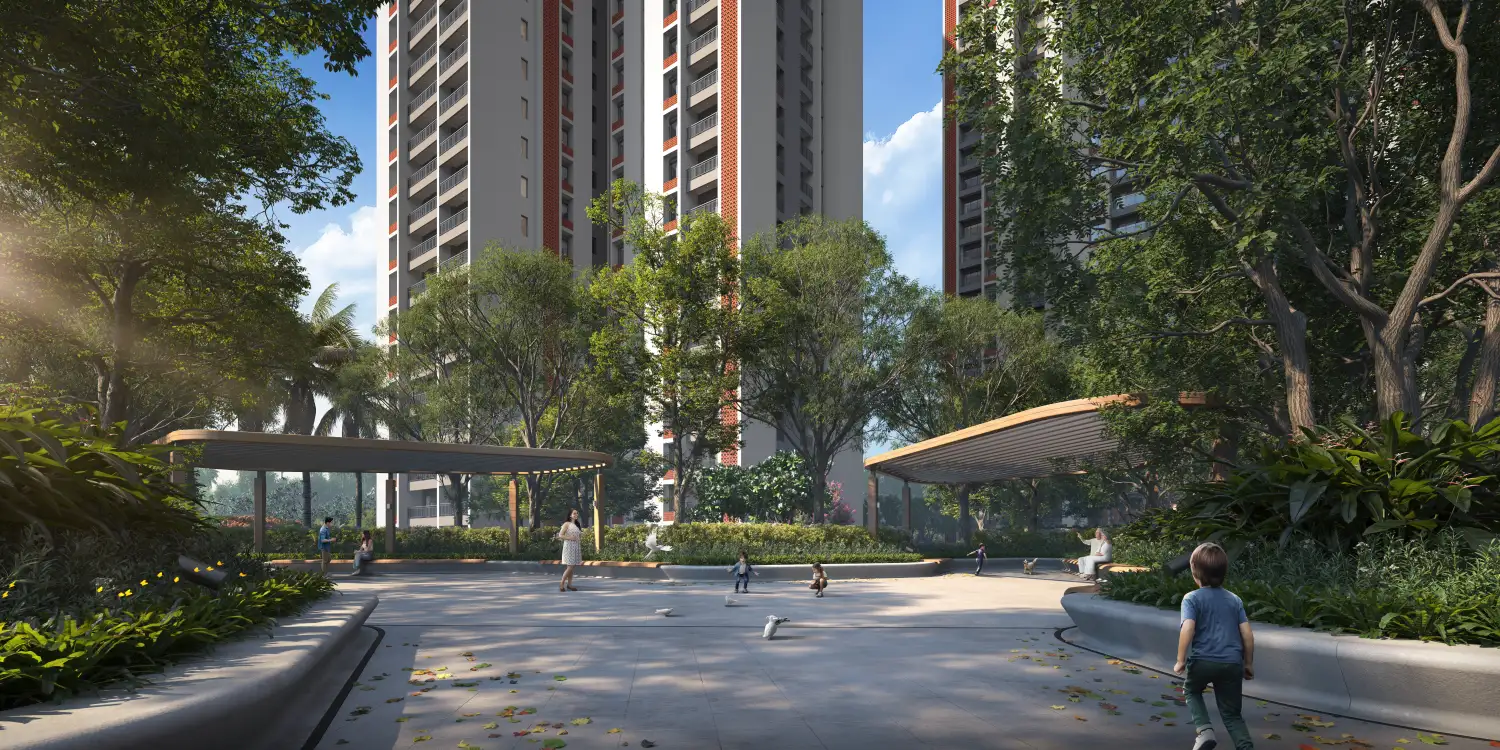 PODIUM_SITTING_AREA_DAY DTC Downtown Rajarhat — 2, 3 & 4 BHK Residences on Rajarhat Main Road, North 24 Parganas, Kolkata